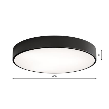 Plafonnier CLEO avec détecteur de mouvement et capteur crépusculaire, 5 ampoules E27, 24 W, 230 V, diamètre 60 cm, noir