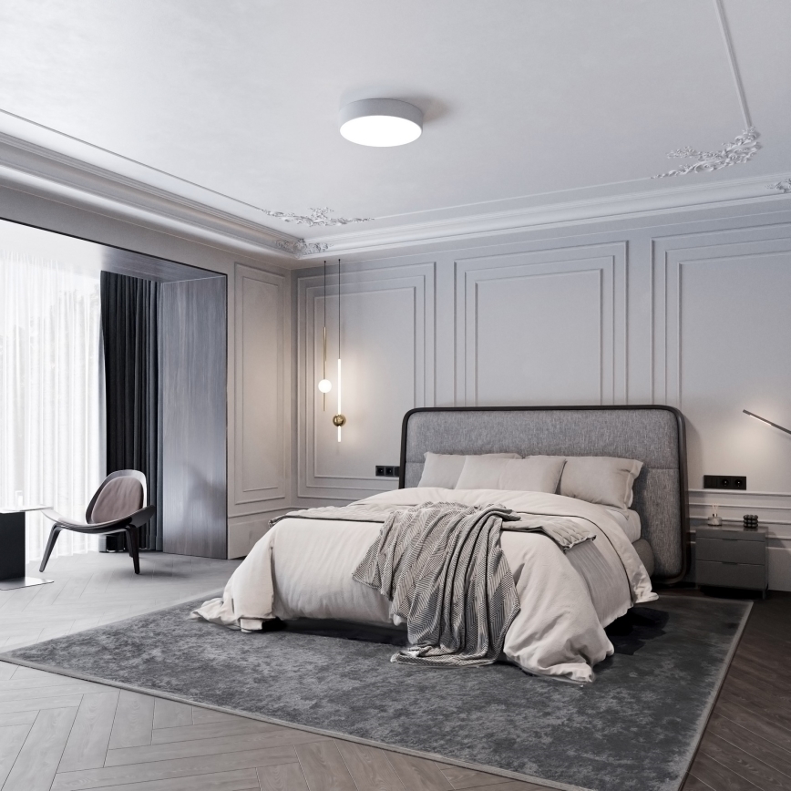 Plafonnier CLEO 3xE27/24W/230V, Ø 40 cm, gris, avec détecteur de mouvement et détecteur crépusculaire