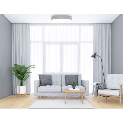 Plafonnier CLEO 5xE27/24W/230V Ø 60 cm, équipé d'un capteur de mouvement et crépusculaire, gris