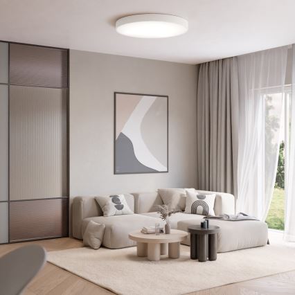 Plafonnier avec capteur de mouvement et détecteur crépusculaire CLEO 6xE27/24W/230V Ø 80 cm blanc