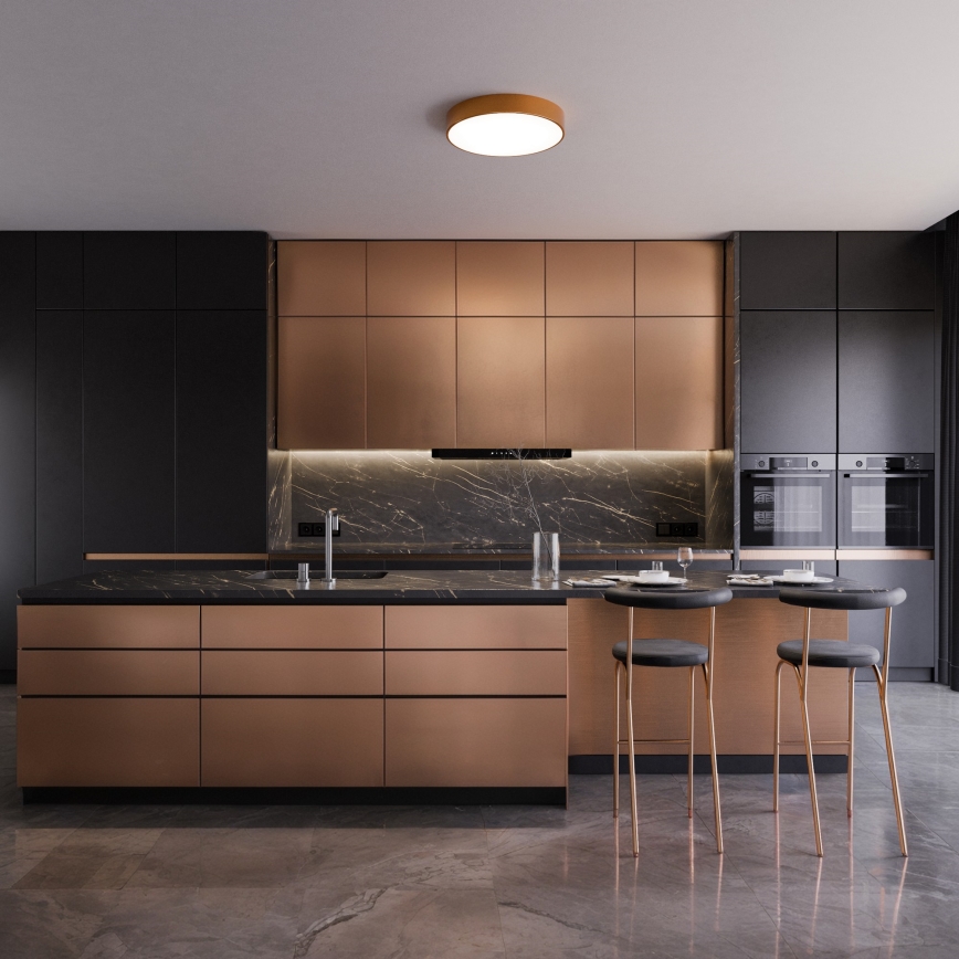 Plafonnier CLEO avec détecteur de mouvement et détecteur crépusculaire 4xE27/24W/230V, Ø 50 cm, finition cuivrée