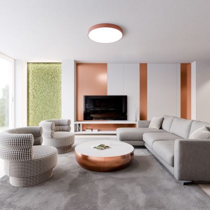 Plafonnier CLEO avec détecteur de mouvement et capteur crépusculaire, 5xE27/24W/230V, Ø 60 cm, finition cuivrée