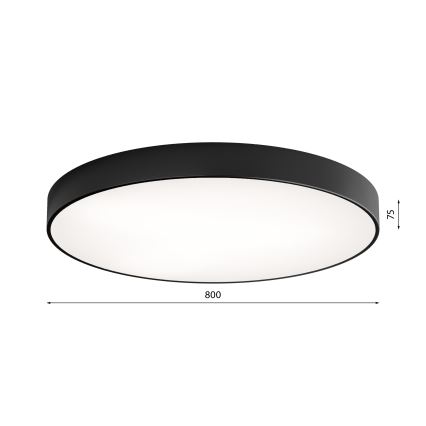 Plafonnier CLEO Ø 80 cm, 6x E27, 24 W, 230 V — avec détecteur de mouvement et capteur crépusculaire, noir