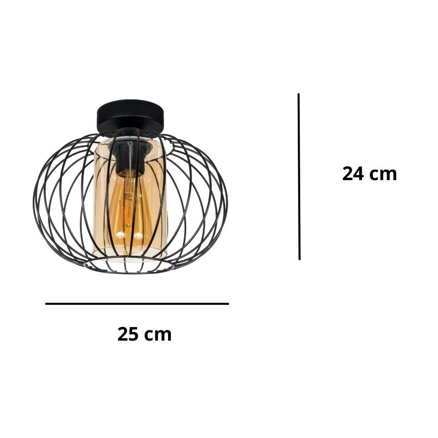 Plafonnier CORRINI 1xE27/60W/230V d. 25 cm noir/beige