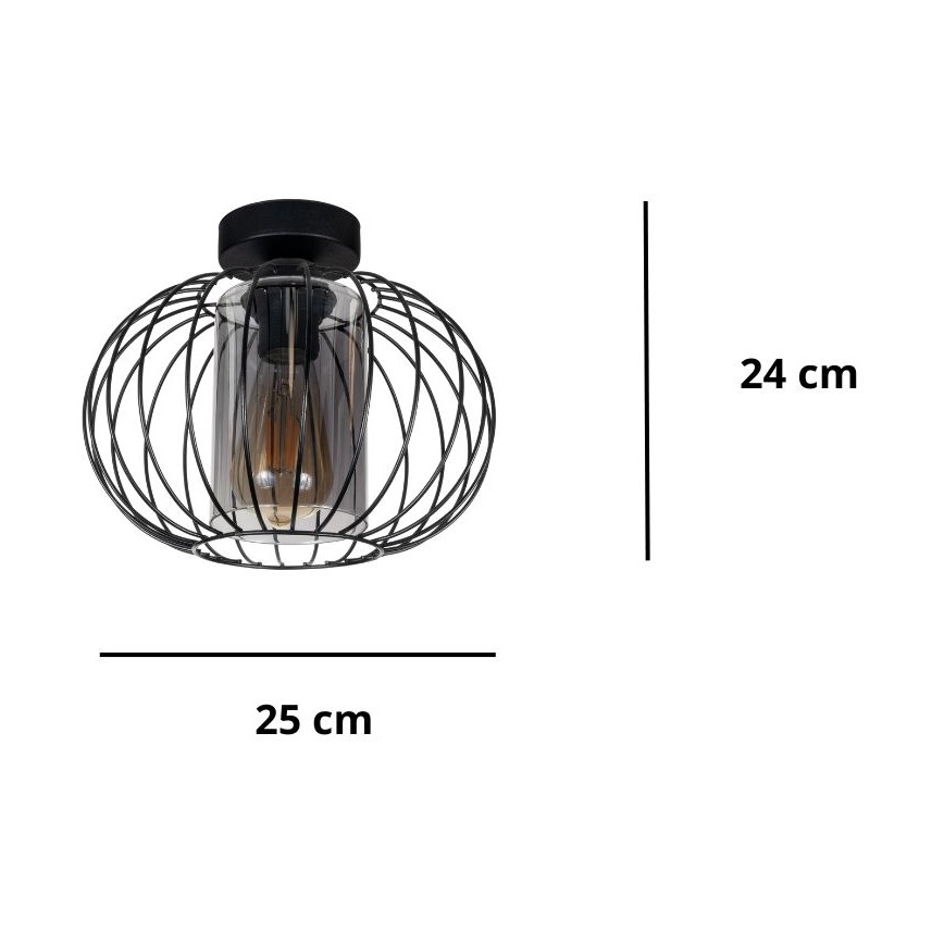 Plafonnier CORRINI 1xE27/60W/230V d. 25 cm noir/gris