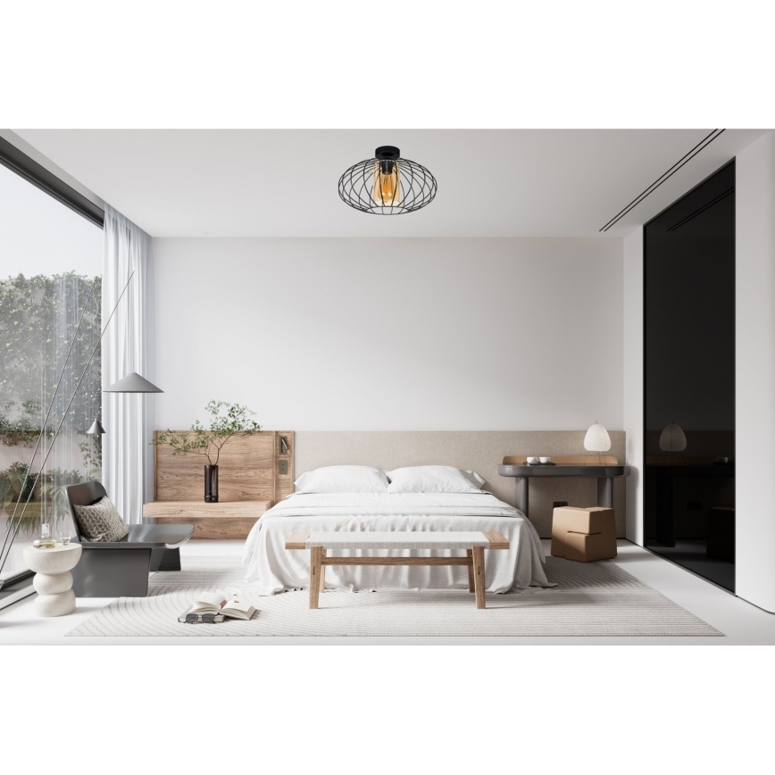 Plafonnier CORRINI 1xE27/60W/230V d. 34 cm noir/beige
