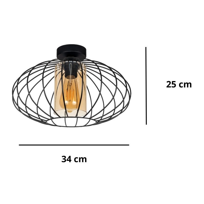 Plafonnier CORRINI 1xE27/60W/230V d. 34 cm noir/beige