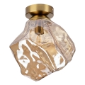 Plafonnier CRISTAL 1xE14/15W/230V, finition laiton / beige fumé