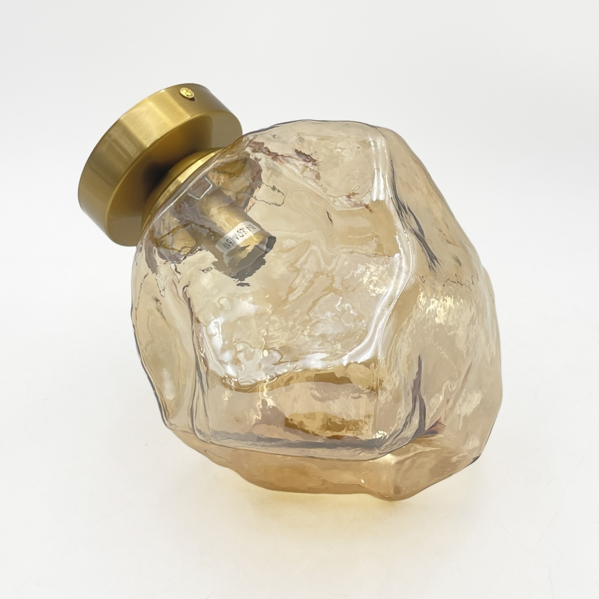 Plafonnier CRISTAL 1xE14/15W/230V, finition laiton / beige fumé