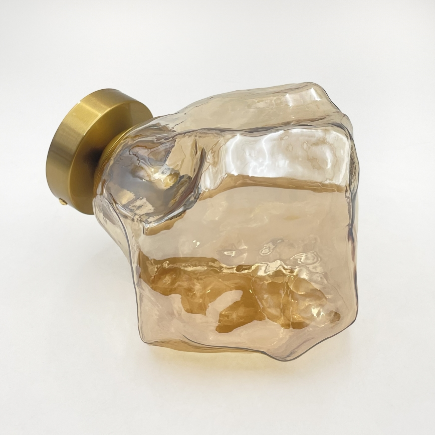 Plafonnier CRISTAL 1xE14/15W/230V, finition laiton / beige fumé