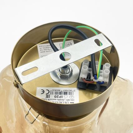 Plafonnier CRISTAL 1xE14/15W/230V, finition laiton / beige fumé