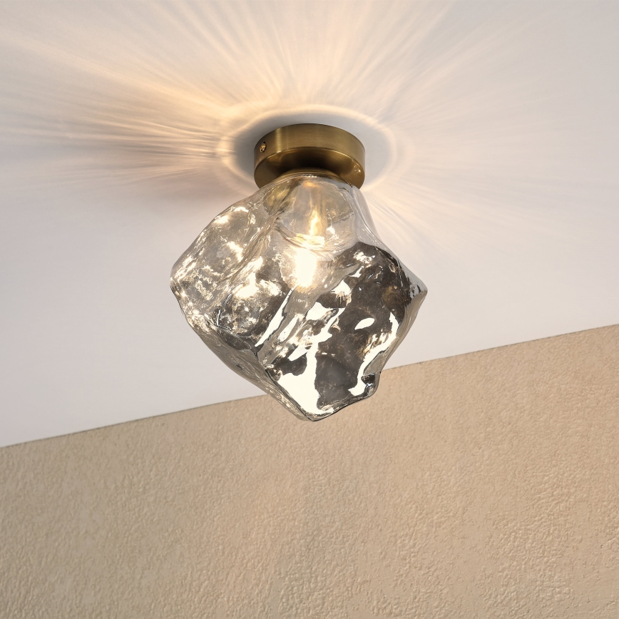 Plafonnier CRISTAL 1xE14/15W/230V laiton/noir fumé