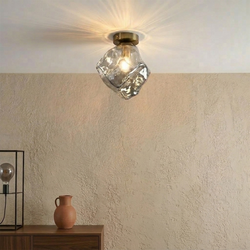 Plafonnier CRISTAL 1xE14/15W/230V laiton/noir fumé