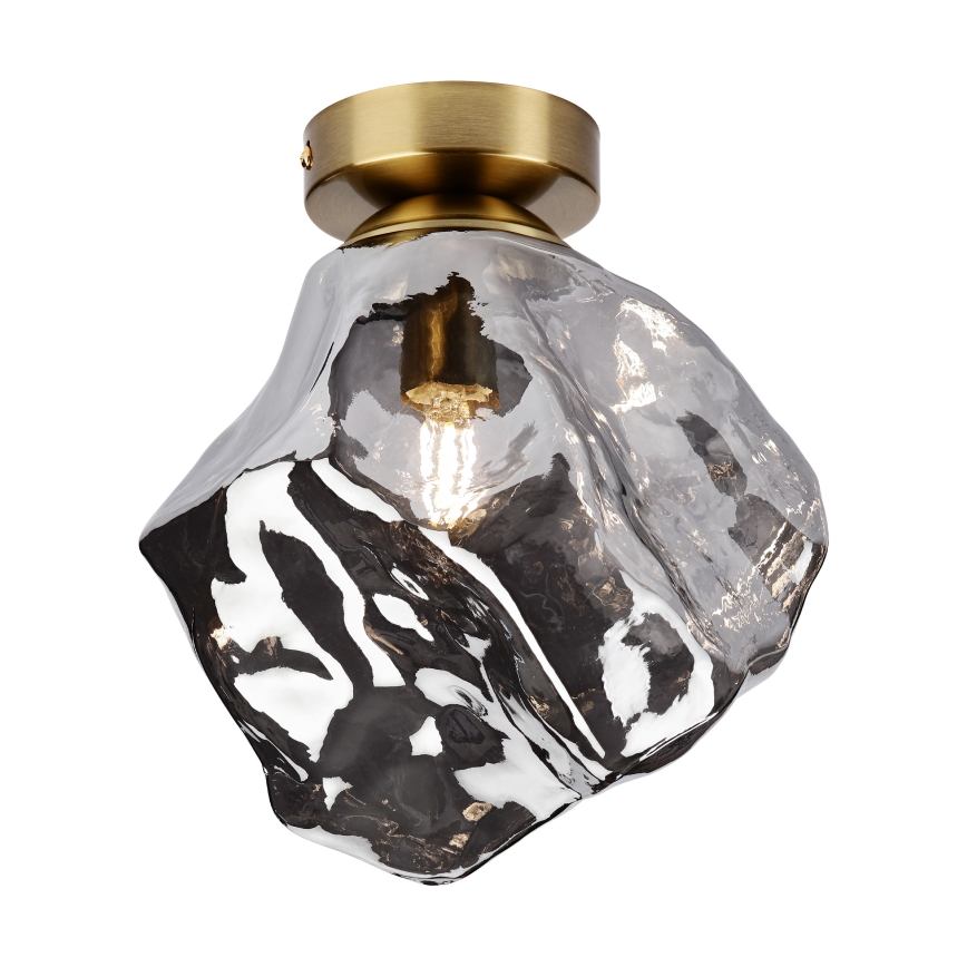 Plafonnier CRISTAL 1xE14/15W/230V laiton/noir fumé