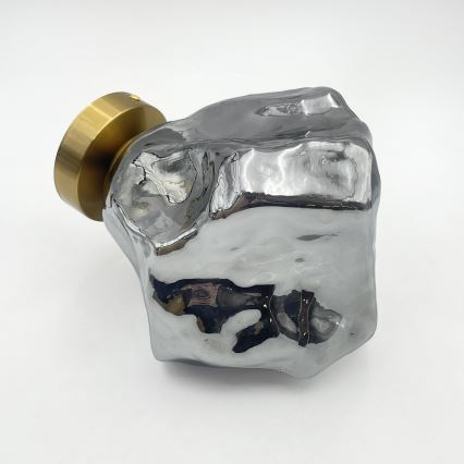 Plafonnier CRISTAL 1xE14/15W/230V laiton/noir fumé
