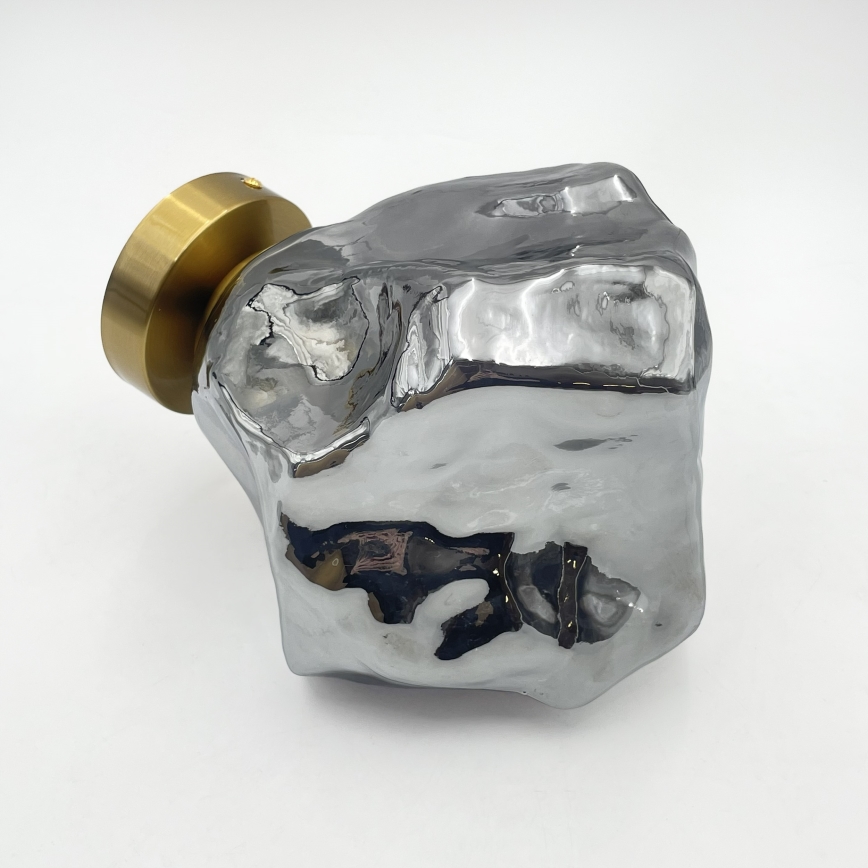 Plafonnier CRISTAL 1xE14/15W/230V laiton/noir fumé