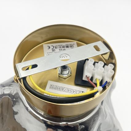 Plafonnier CRISTAL 1xE14/15W/230V laiton/noir fumé