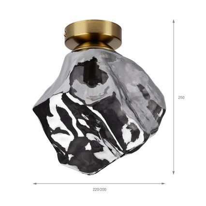 Plafonnier CRISTAL 1xE14/15W/230V laiton/noir fumé