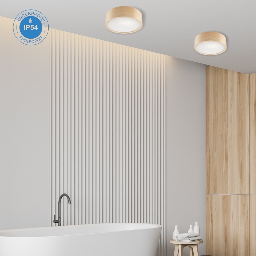 Plafonnier de salle de bain NATURAL 2xE27/15W/230V IP54 pin ø 27 cm