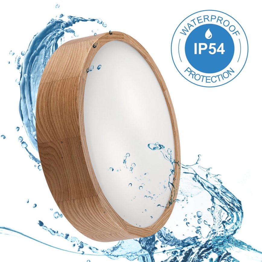 Plafonnier de salle de bain OAK 3xE27/15W/230V chêne ø 37 cm IP54