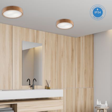 Plafonnier de salle de bain OAK 3xE27/15W/230V chêne ø 37 cm IP54