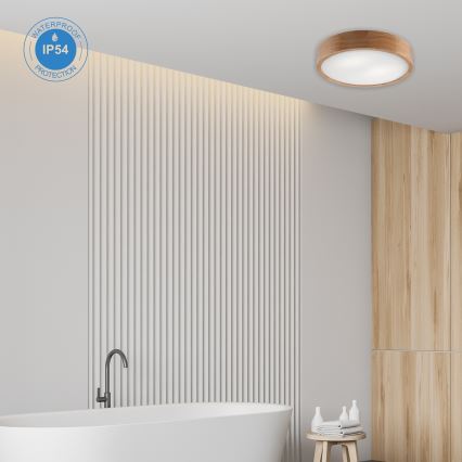 Plafonnier de salle de bain OAK 3xE27/15W/230V chêne ø 37 cm IP54