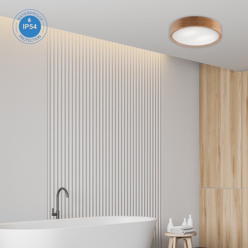 Plafonnier de salle de bain OAK 3xE27/15W/230V chêne ø 37 cm IP54