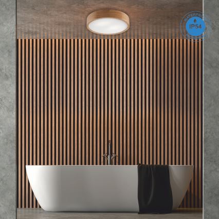 Plafonnier de salle de bain OAK 3xE27/15W/230V chêne ø 37 cm IP54