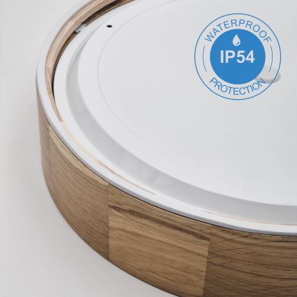 Plafonnier de salle de bain OAK 3xE27/15W/230V chêne ø 37 cm IP54