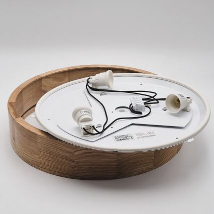 Plafonnier de salle de bain OAK 3xE27/15W/230V chêne ø 37 cm IP54