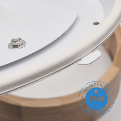 Plafonnier de salle de bain OAK 3xE27/15W/230V chêne ø 37 cm IP54