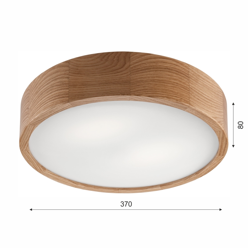 Plafonnier de salle de bain OAK 3xE27/15W/230V chêne ø 37 cm IP54