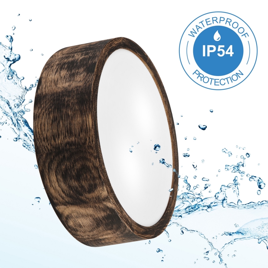 Plafonnier de salle de bain OAK SMOKY 2xE27/15W/230V IP54 ø 27,5 cm chêne/marron