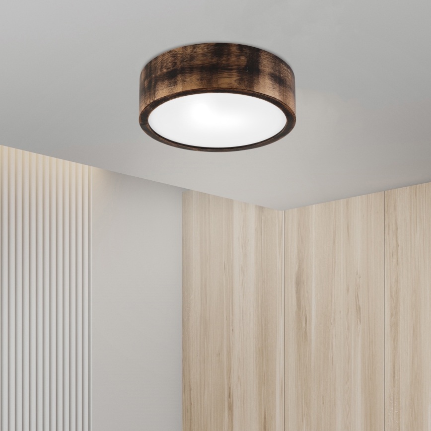 Plafonnier de salle de bain OAK SMOKY 2xE27/15W/230V IP54 ø 27,5 cm chêne/marron