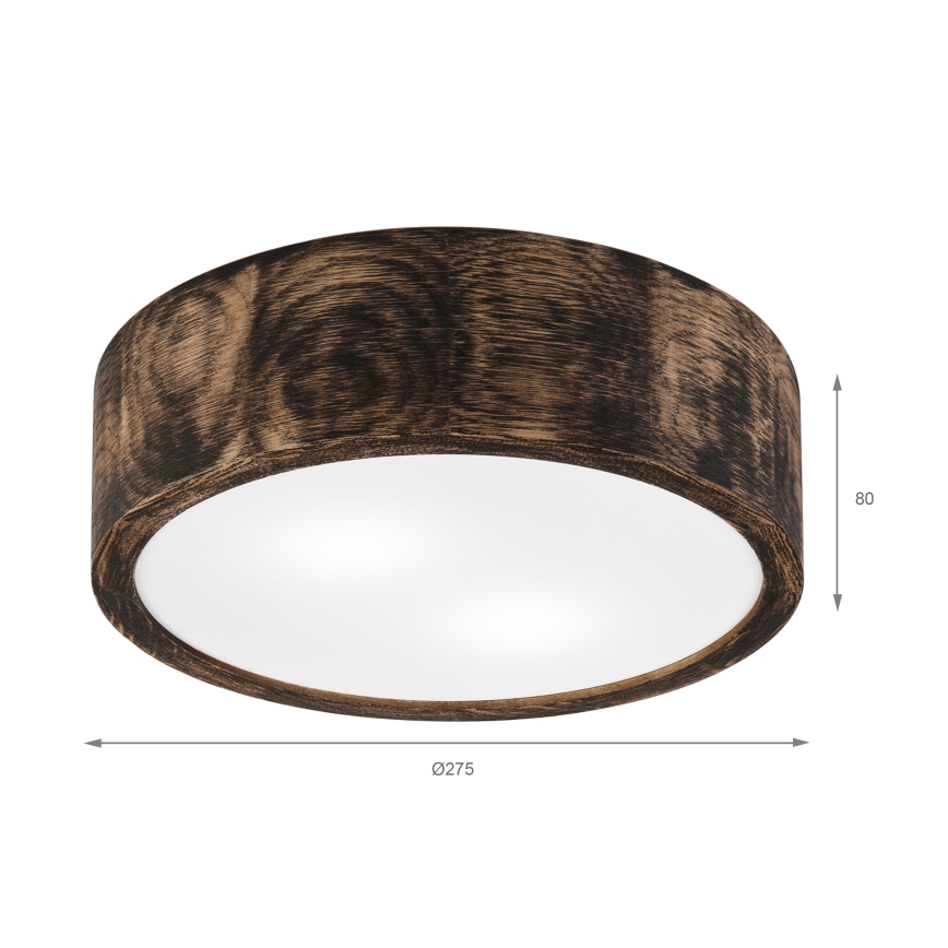 Plafonnier de salle de bain OAK SMOKY 2xE27/15W/230V IP54 ø 27,5 cm chêne/marron
