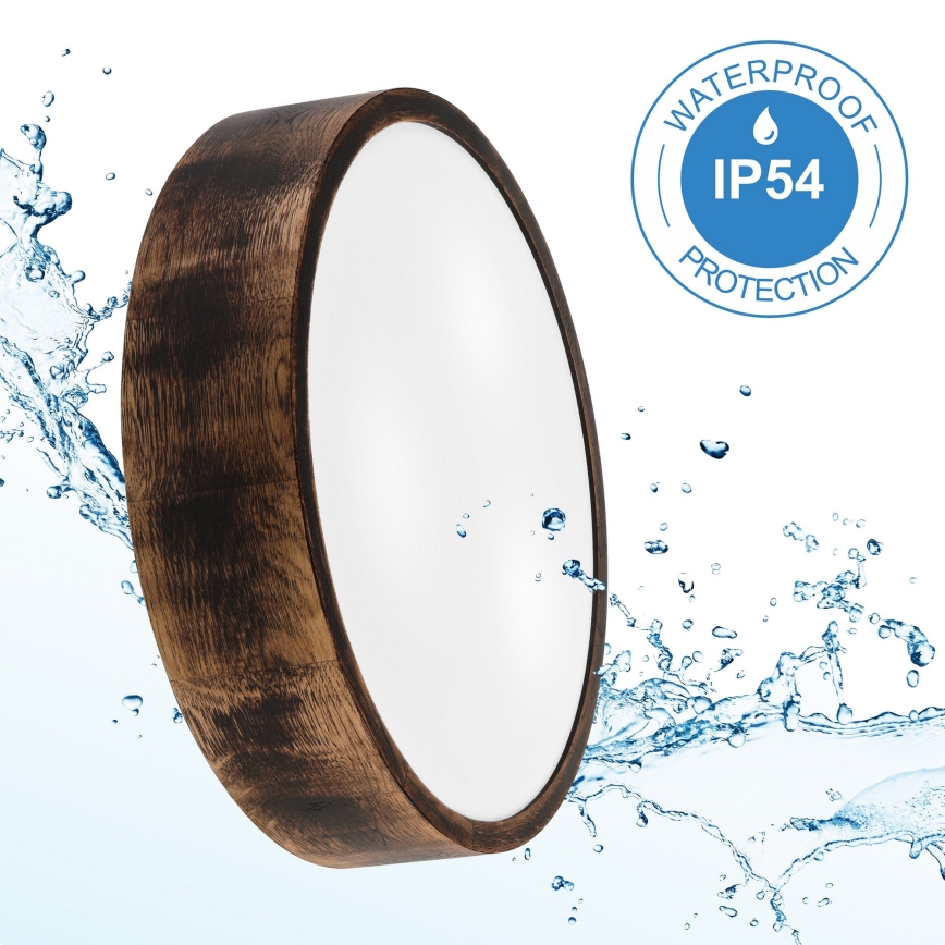 Plafonnier de salle de bain OAK SMOKY 3xE27/15W/230V IP54 ø 37,5 cm chêne/marron