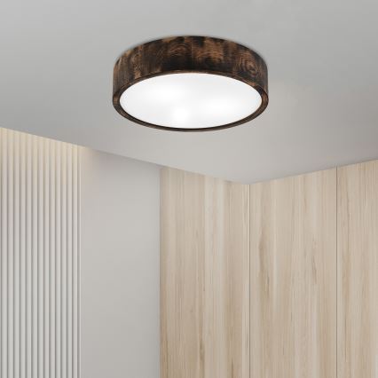 Plafonnier de salle de bain OAK SMOKY 3xE27/15W/230V IP54 ø 37,5 cm chêne/marron