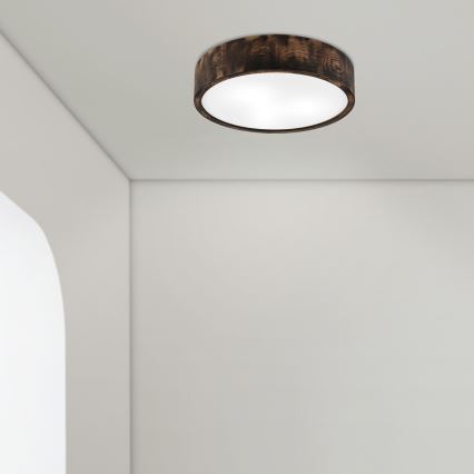 Plafonnier de salle de bain OAK SMOKY 3xE27/15W/230V IP54 ø 37,5 cm chêne/marron