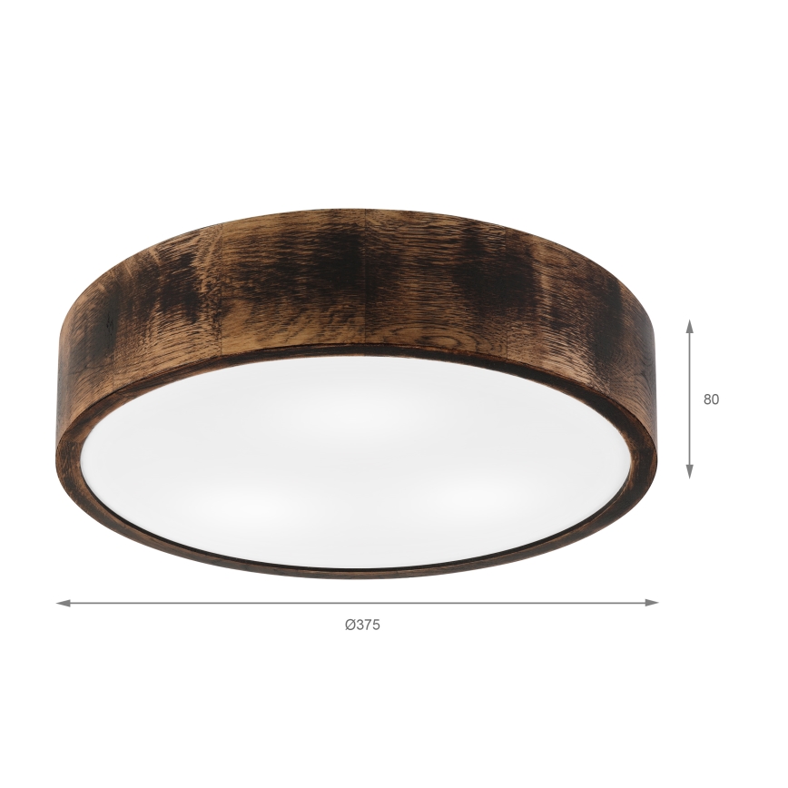 Plafonnier de salle de bain OAK SMOKY 3xE27/15W/230V IP54 ø 37,5 cm chêne/marron