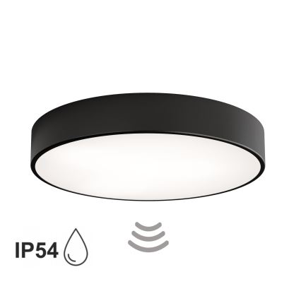 Plafonnier de salle de bains avec détecteur CLEO, 4x E27/24W/230V, Ø 50 cm, IP54, noir