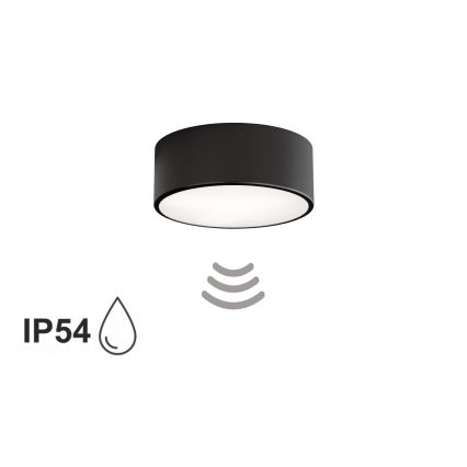 Plafonnier de salle de bains CLEO avec détecteur 1xE27/24W/230V Ø 20 cm IP54 noir