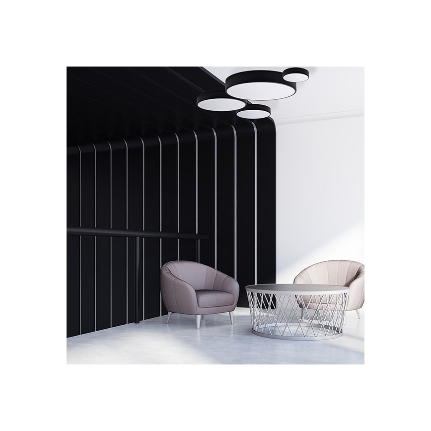Plafonnier de salle de bains CLEO avec détecteur de mouvement 2xE27/24W/230V Ø 30 cm noir IP54
