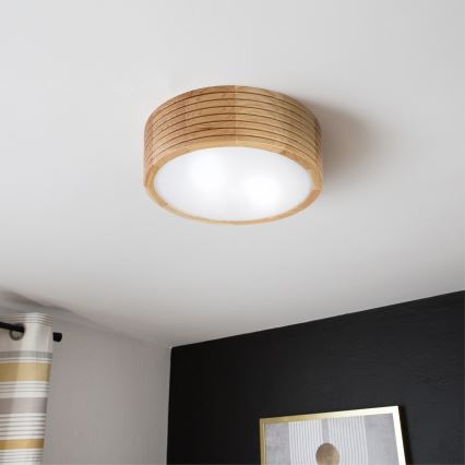 Plafonnier de salle de bains LINARO 2xE27/15W/230V IP54 finition chêne Ø 27 cm