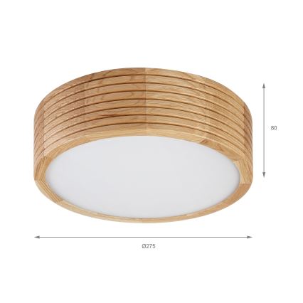 Plafonnier de salle de bains LINARO 2xE27/15W/230V IP54 finition chêne Ø 27 cm