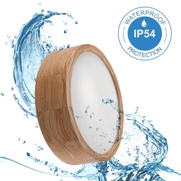 Plafonnier de salle de bains OAK, 2xE27/15W/230V, IP54, chêne, Ø 27 cm