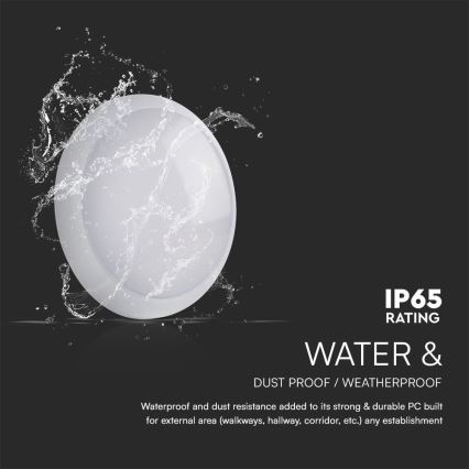 Plafonnier de secours avec détecteur LED/8W/16W/20W/230V IP65 3000/4000/6500K d. 32 cm