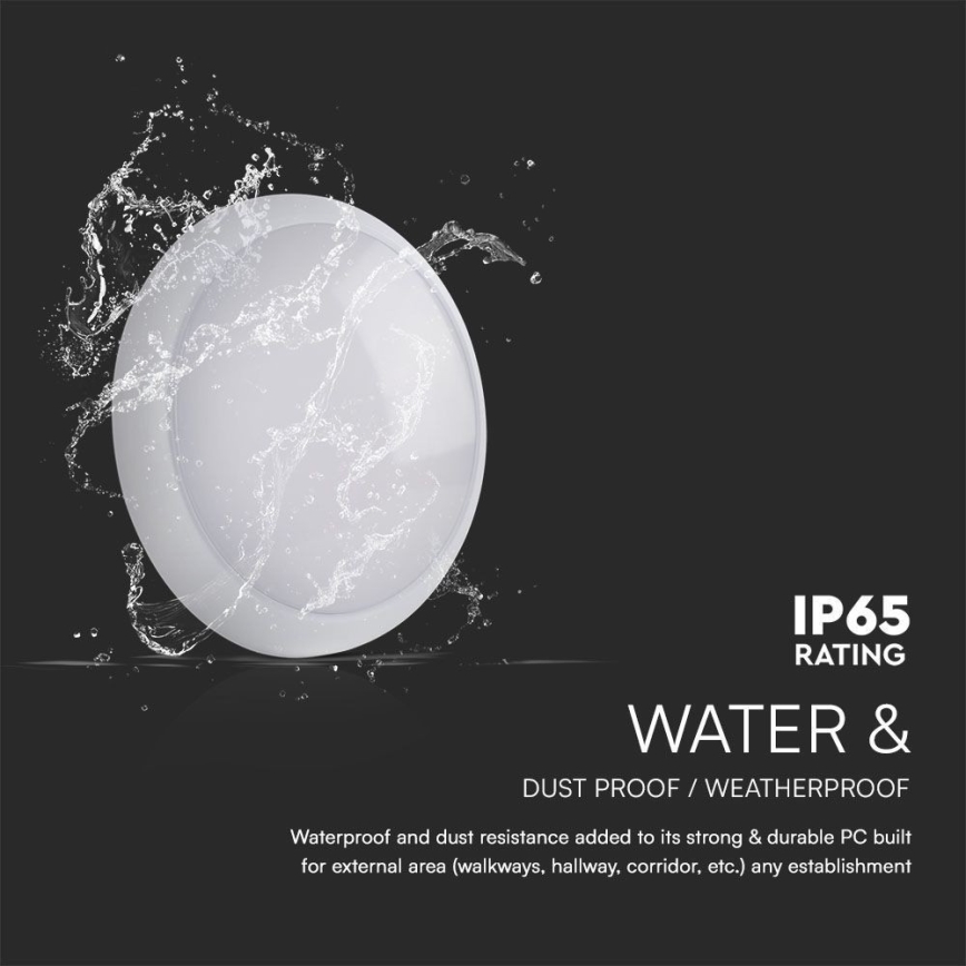 Plafonnier de secours avec détecteur LED/8W/16W/20W/230V IP65 3000/4000/6500K d. 32 cm