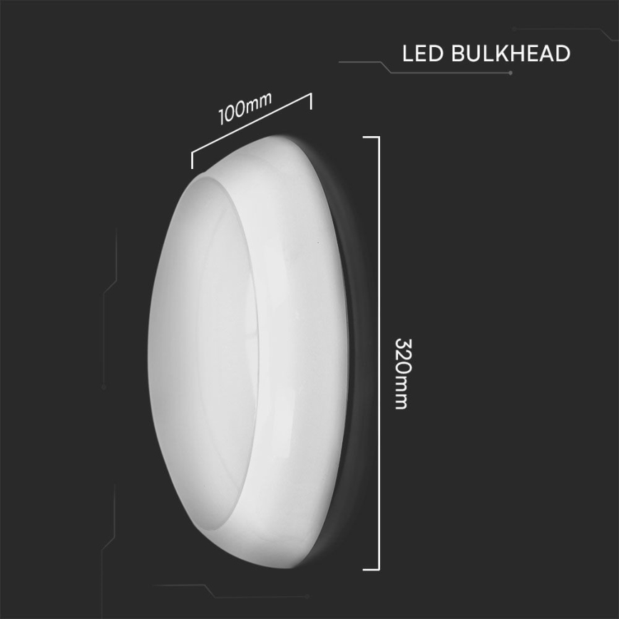 Plafonnier de secours avec détecteur LED/8W/16W/20W/230V IP65 3000/4000/6500K d. 32 cm