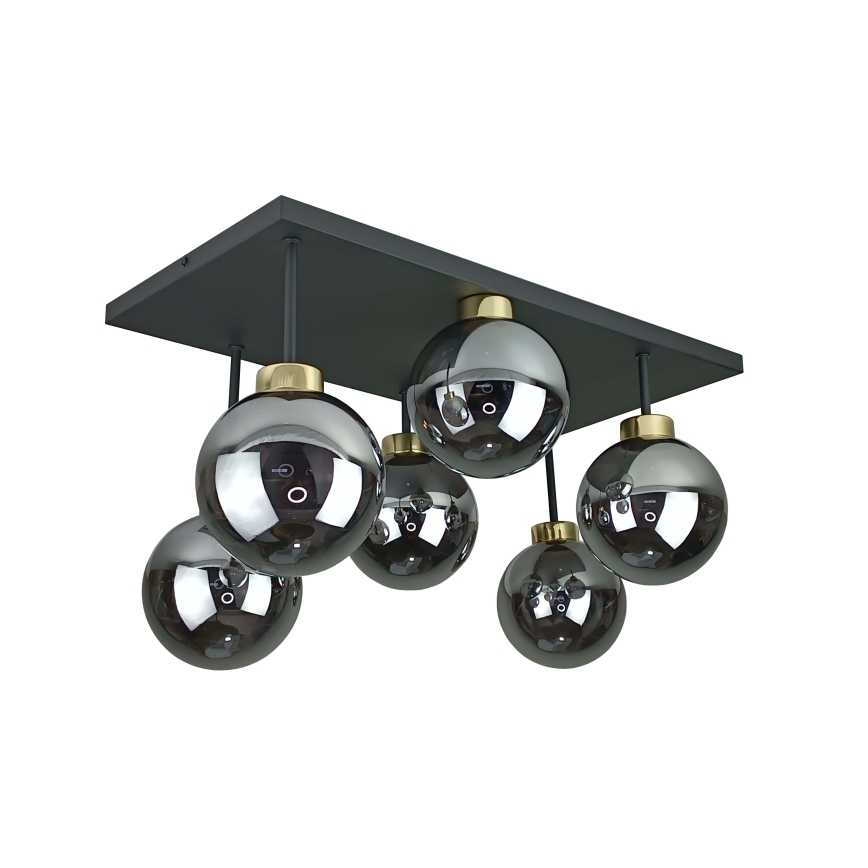Plafonnier DEA 6xE14/60W/230V noir/doré/fumé noir