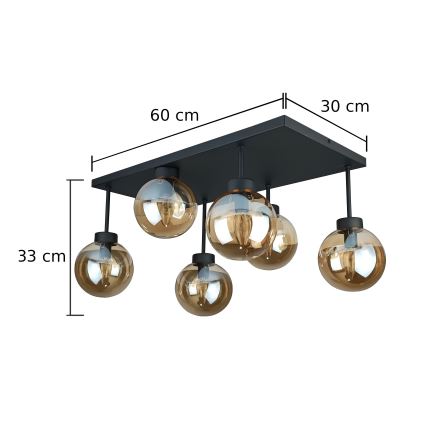 Plafonnier DEA 6xE14/60W/230V noir/fumé beige
